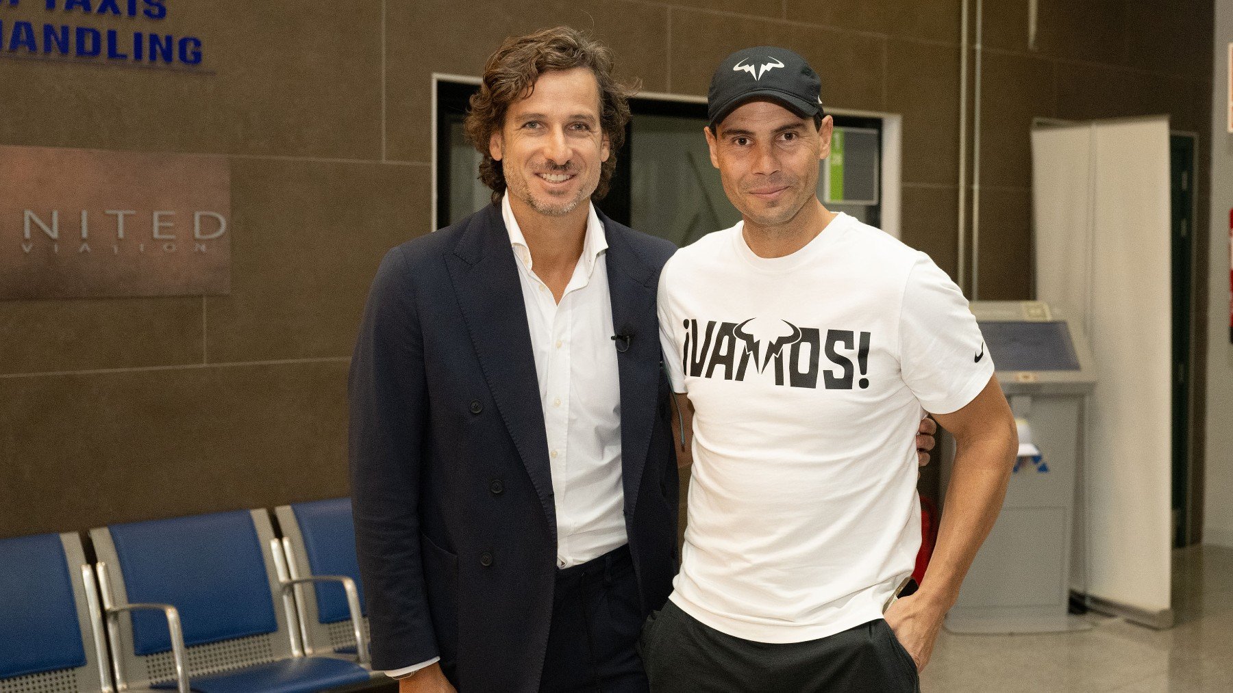 Nadal junto a Feliciano en su llegada a Málaga.