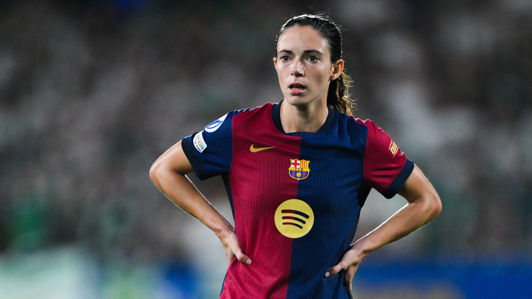 Aitana, durante un partido de esta temporada con el Barcelona. (Getty)