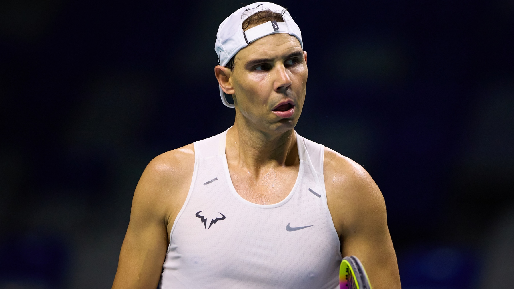 Rafa Nadal en los entrenamientos de Málaga. (Getty)