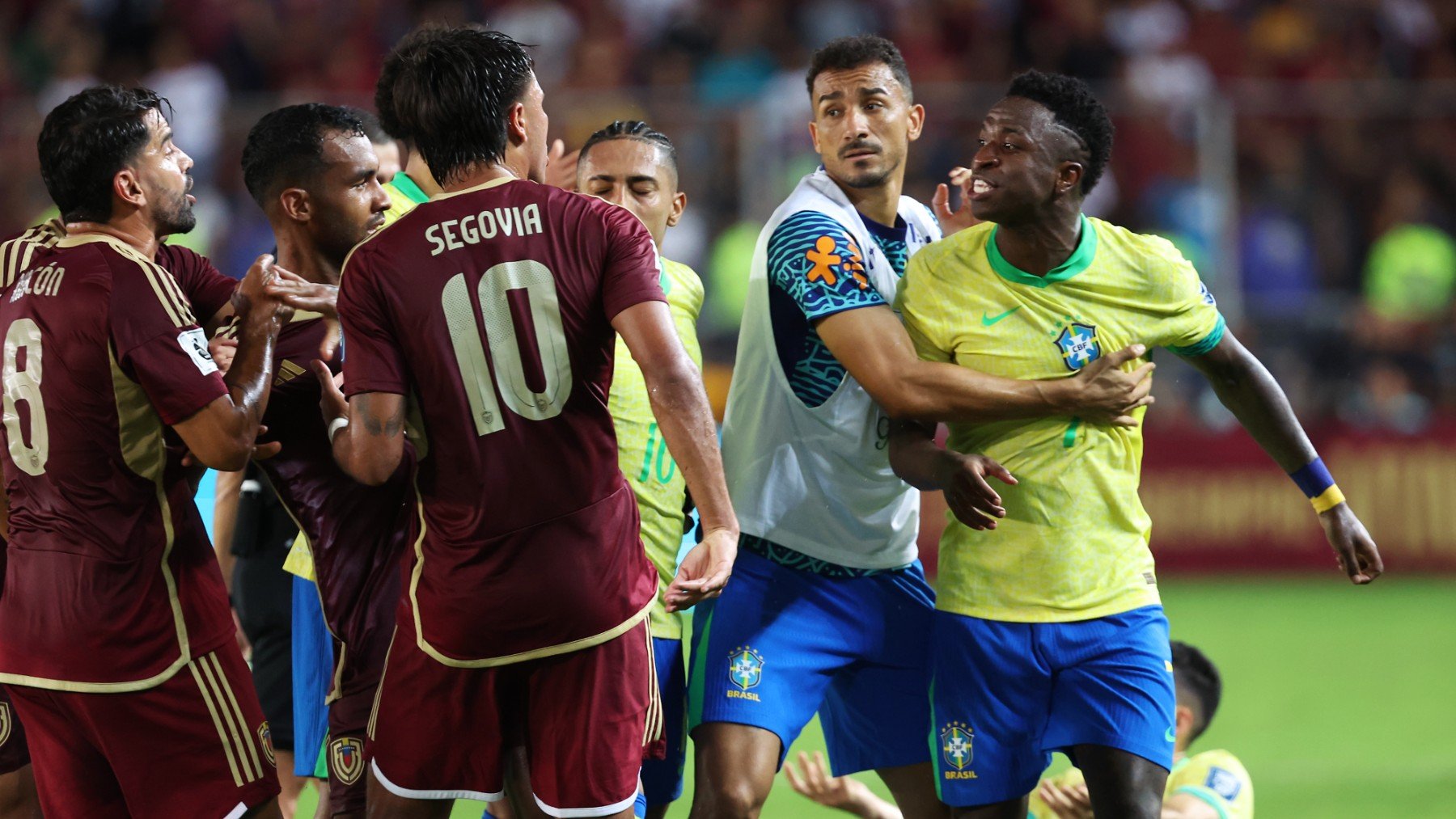 Vinicius, durante el partido con Brasil ante Venezuela. (Getty)