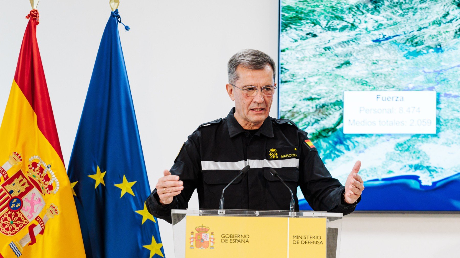 El general jefe de la UME, Javier Marcos.