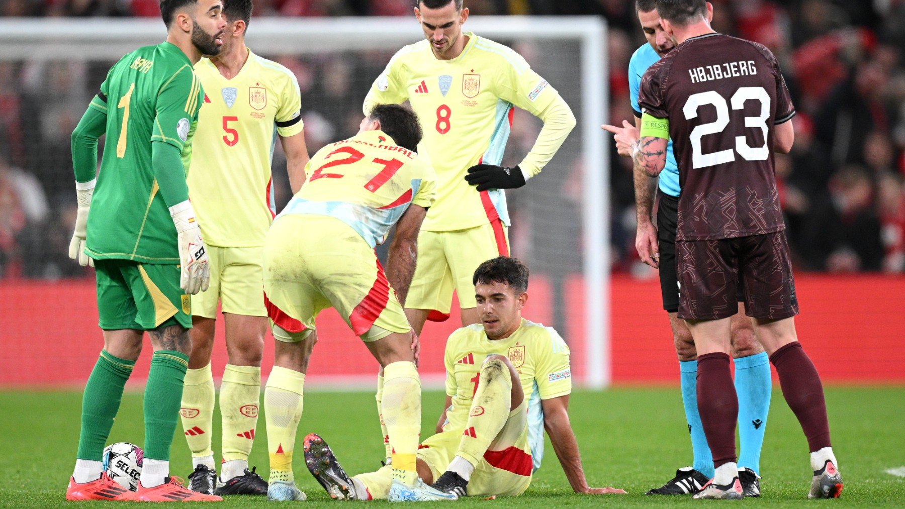 Zubimendi, en el momento de la lesión. (Getty)