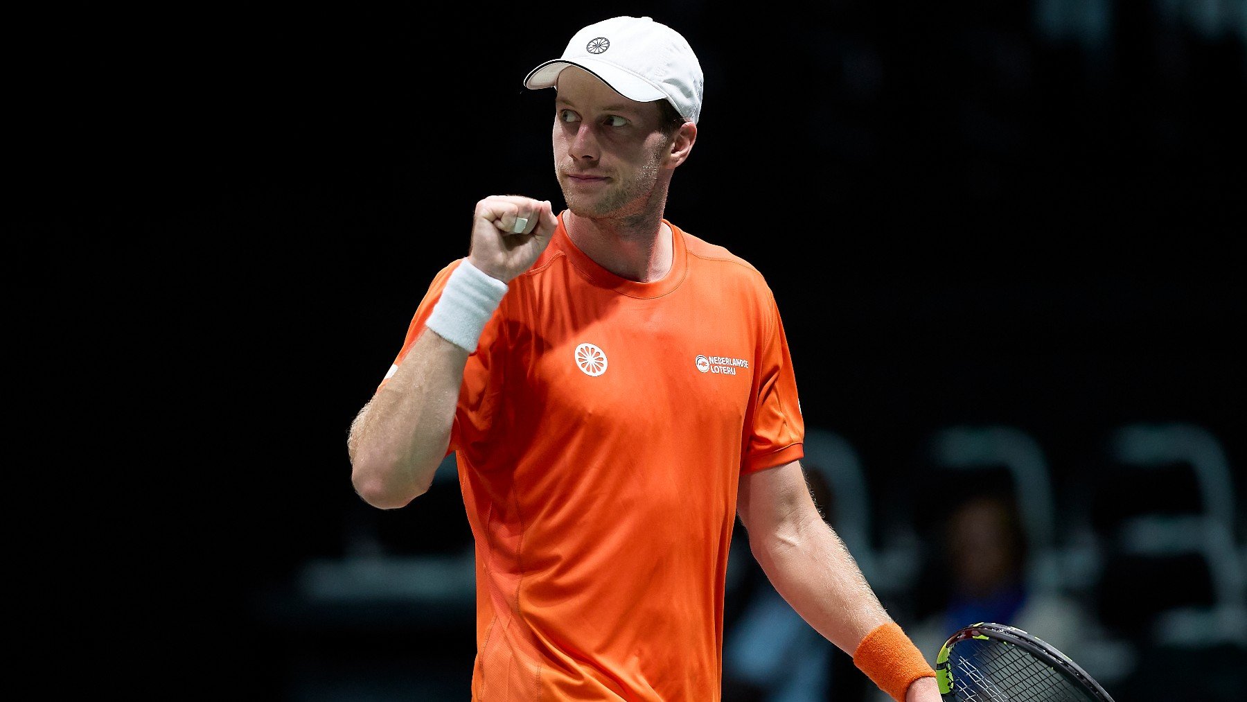 Botic van de Zandschulp, durante un partido con Países Bajos en la Copa Davis. (Getty)