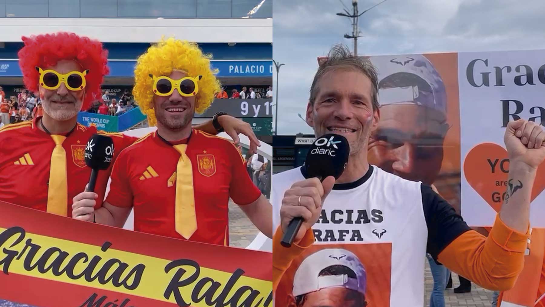 Aficionados del tenis en los aledaños del pabellón.