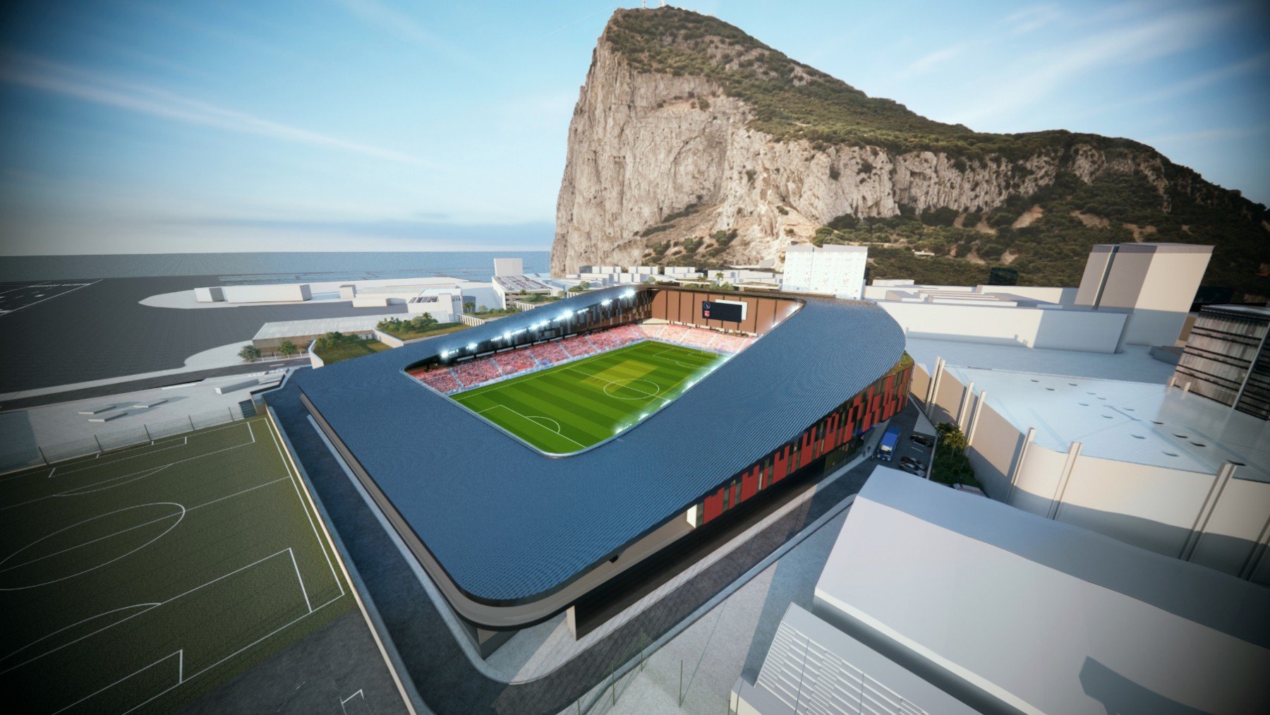 Proyecto del nuevo estadio en Gibraltar. (GFA)