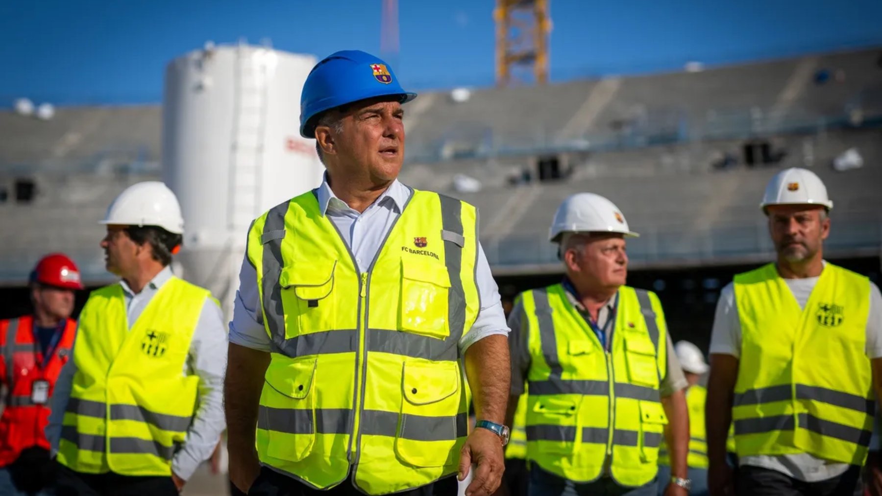 Joan Laporta, durante las obras del Camp Nou. (FC Barcelona)