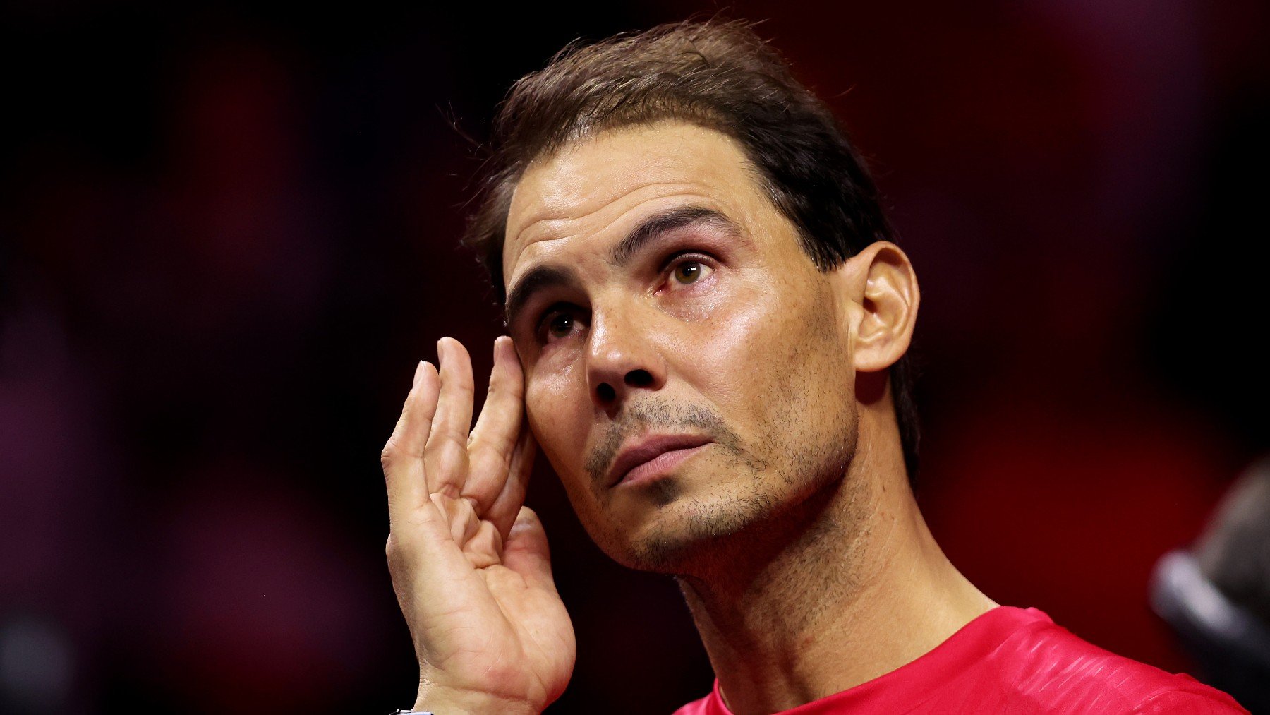 Rafa, durante su despedida del tenis. (Getty)