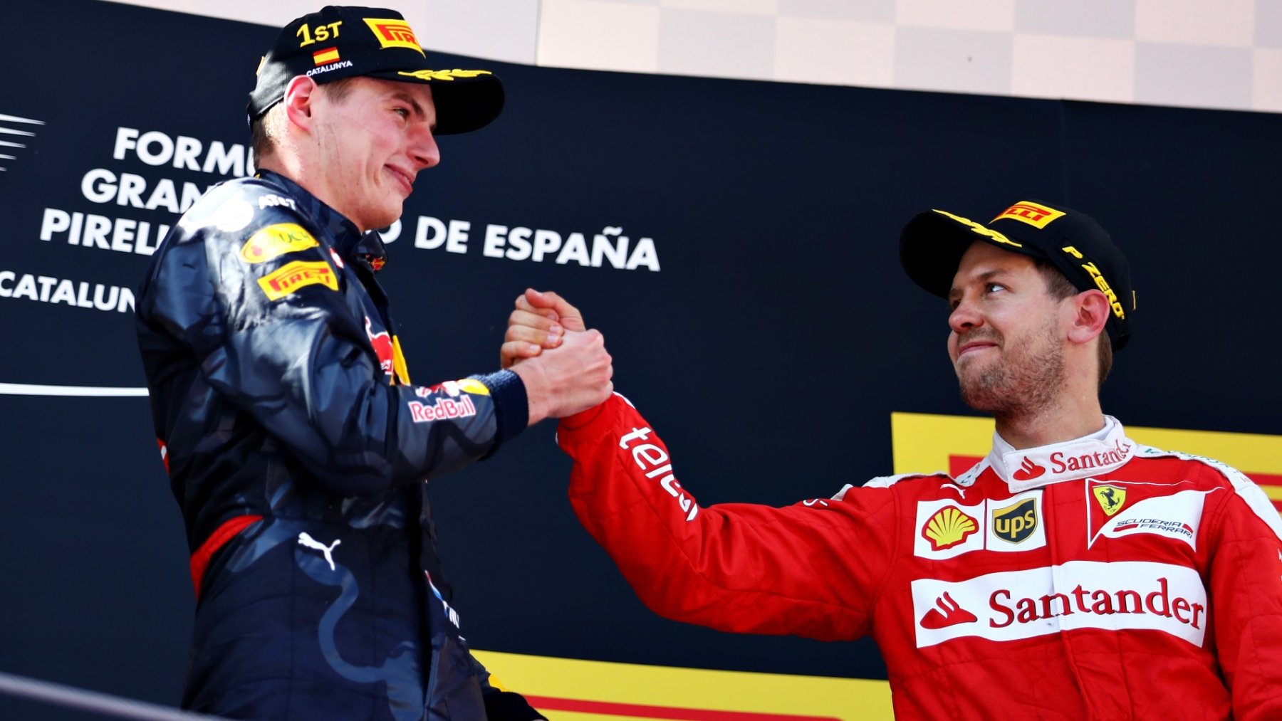 Max Verstappen y Sebastian Vettelen el podio del GP de España 2016. (Getty)