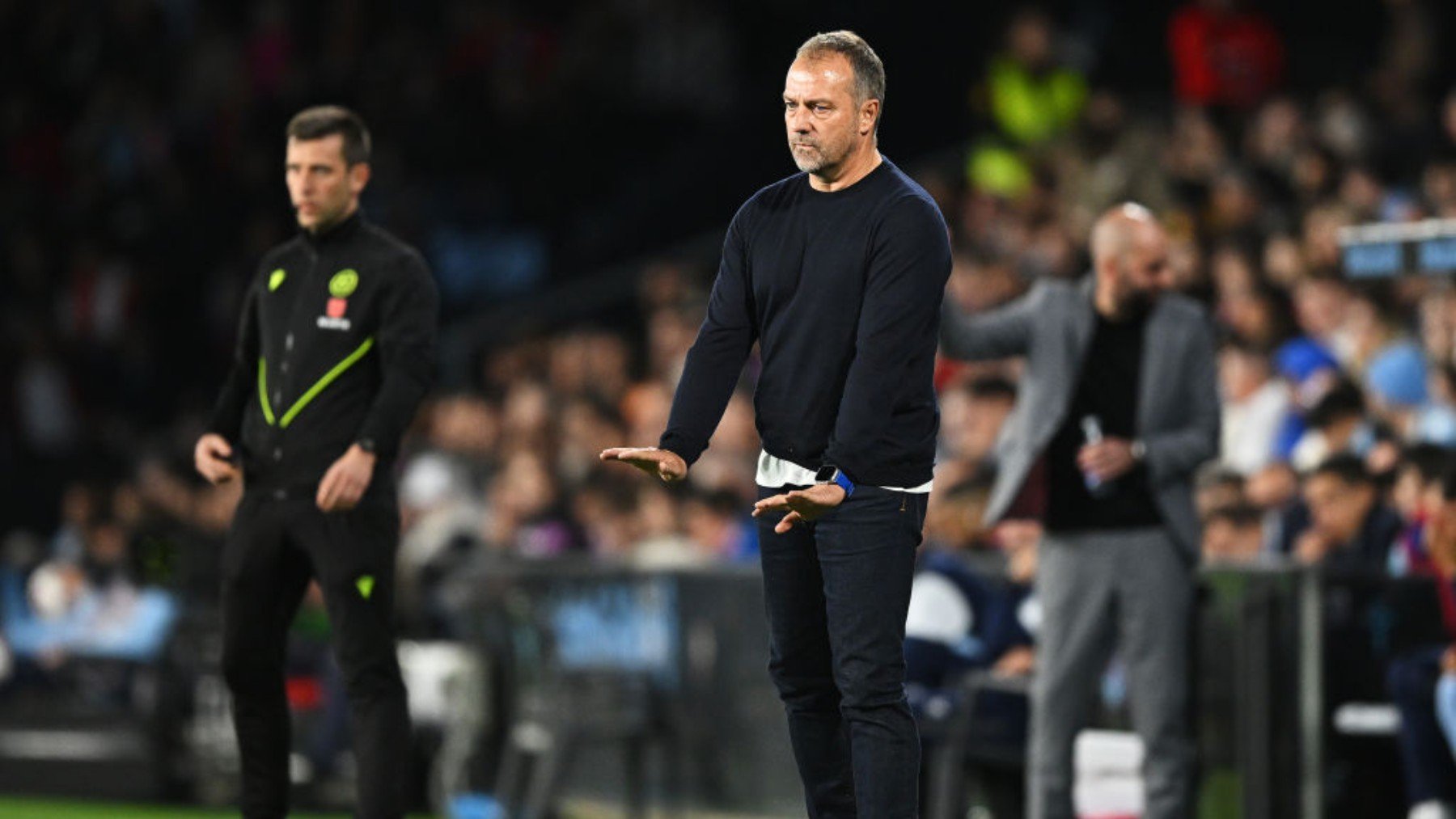 Flick durante el partido del Barcelona ante el Celta. (Getty)