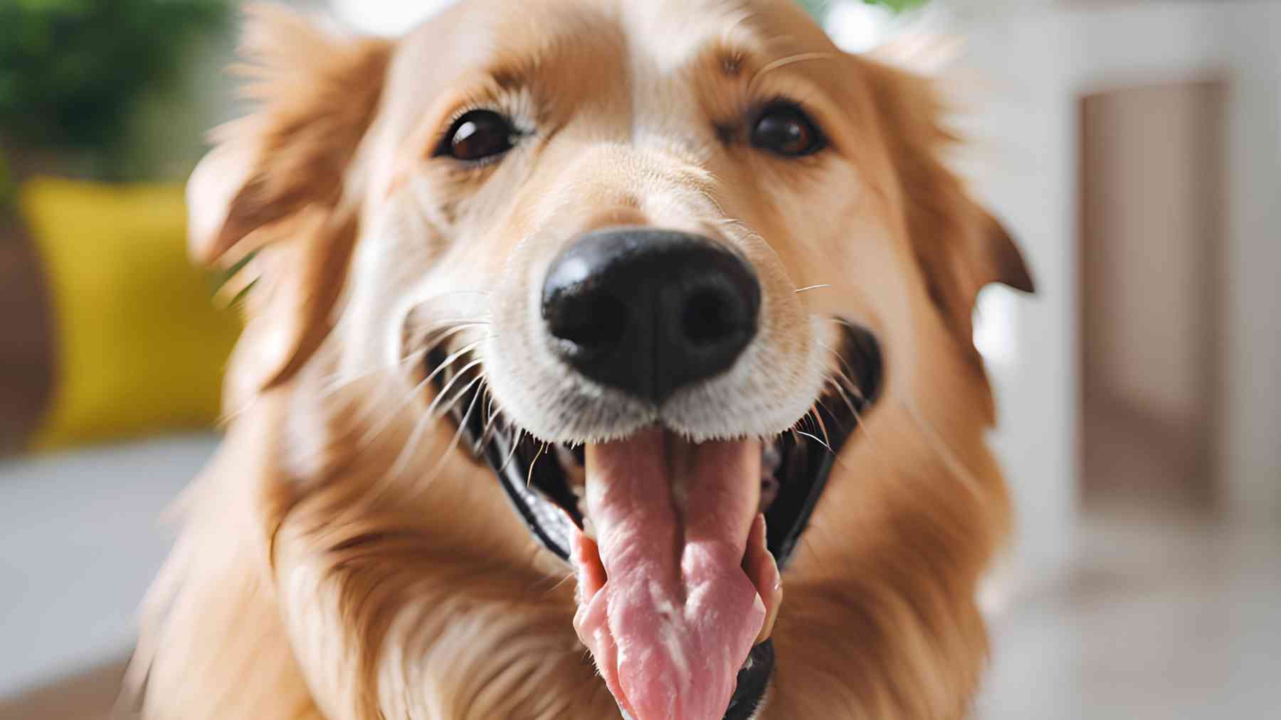 Un perro feliz a la llegada de su dueño a casa.