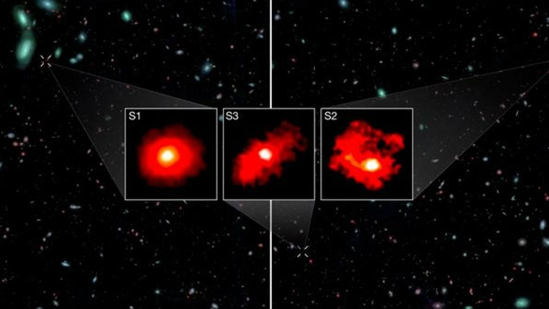 Galaxias. Foto: NASA/CSA/ESA, M. Xiao & P. A. Oesch, G. Brammer, Archivo Dawn JWST.