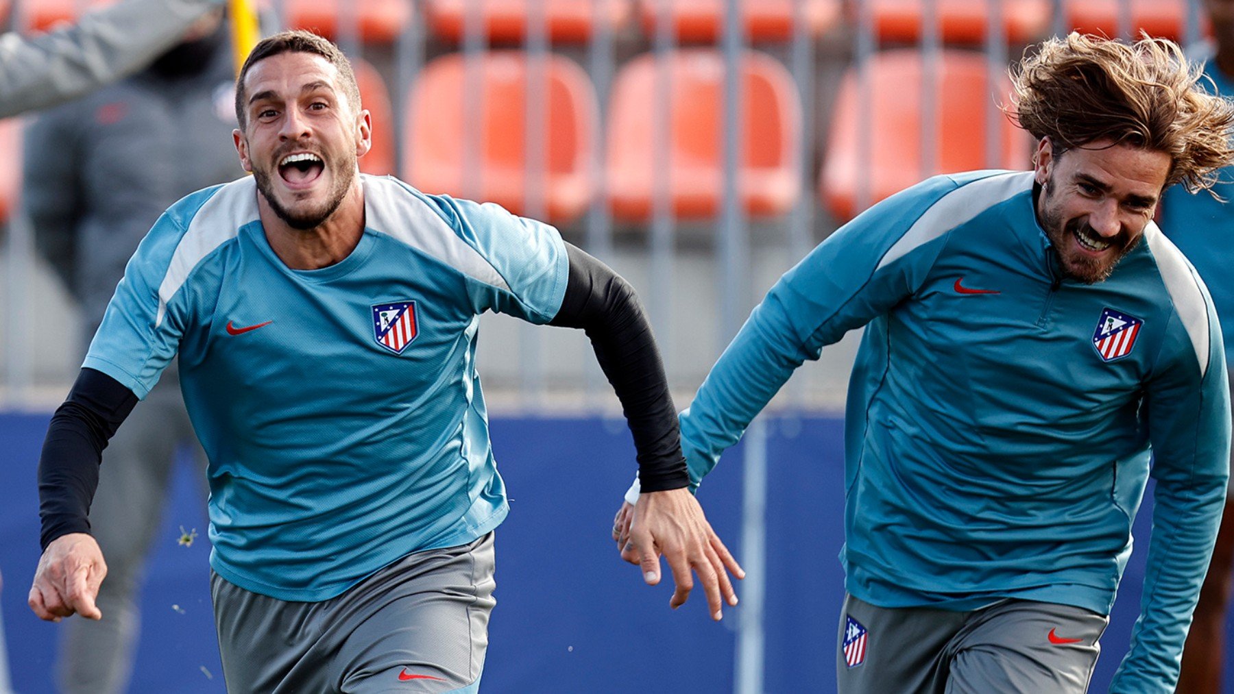 Koke y Griezmann, en un entrenamiento.