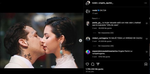 Christian Nodal anuncia en redes sociales que se ha casado. (Instagram)