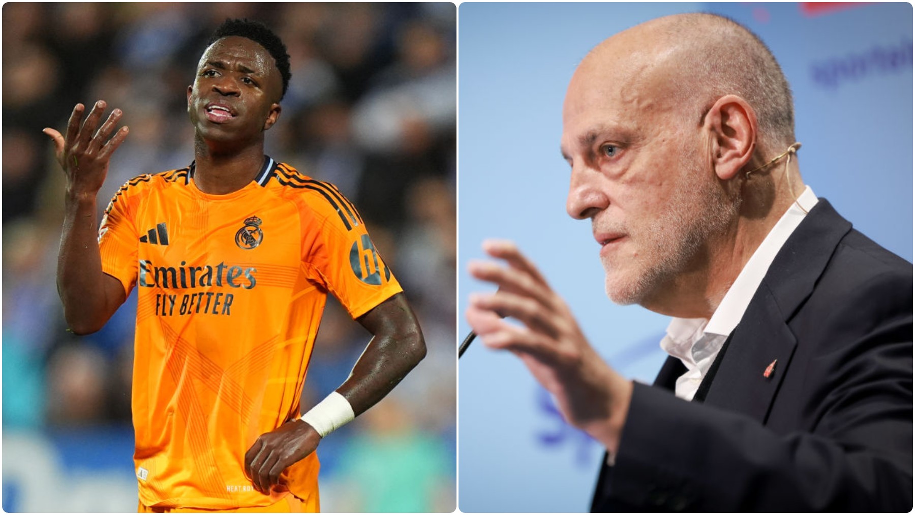 Javier Tebas acusó a Vinicius de pirateo. (Getty)