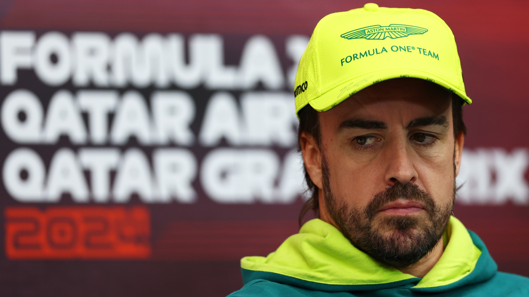 Alonso en la rueda de prensa de Qatar. (Getty)