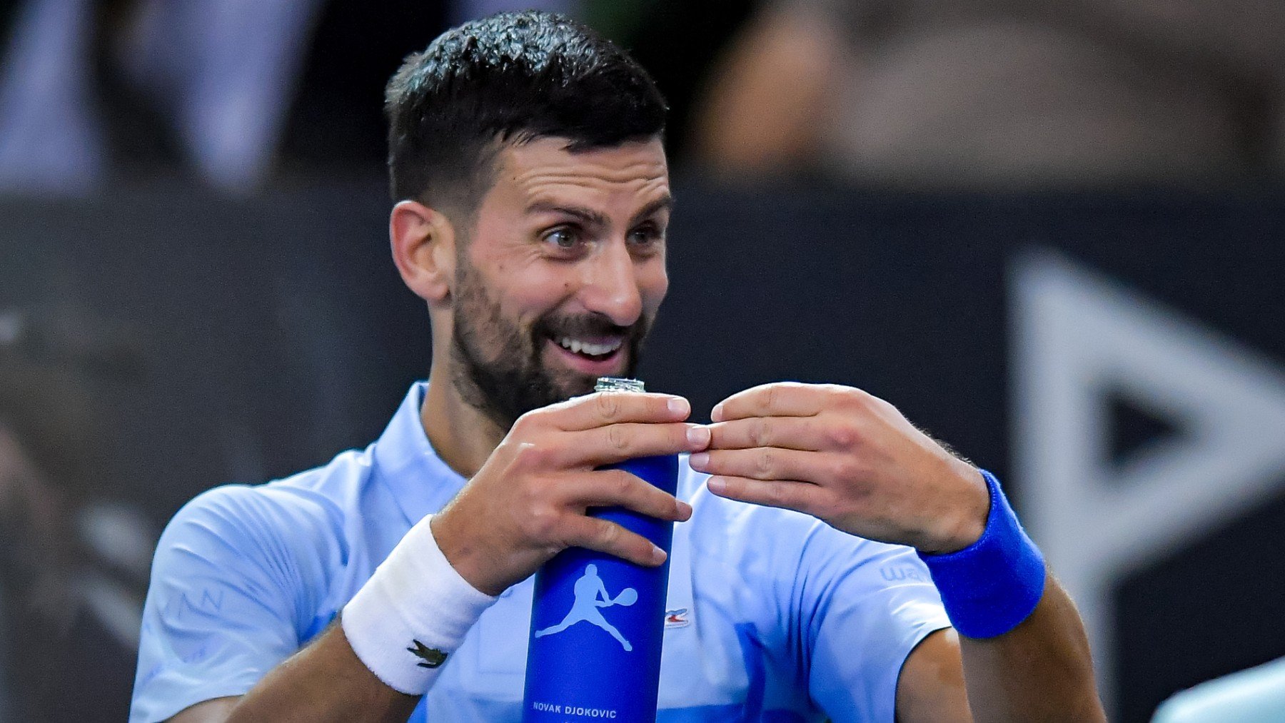 Novak Djokovic durante la despedida de Juan Martín del Potro. (Getty)