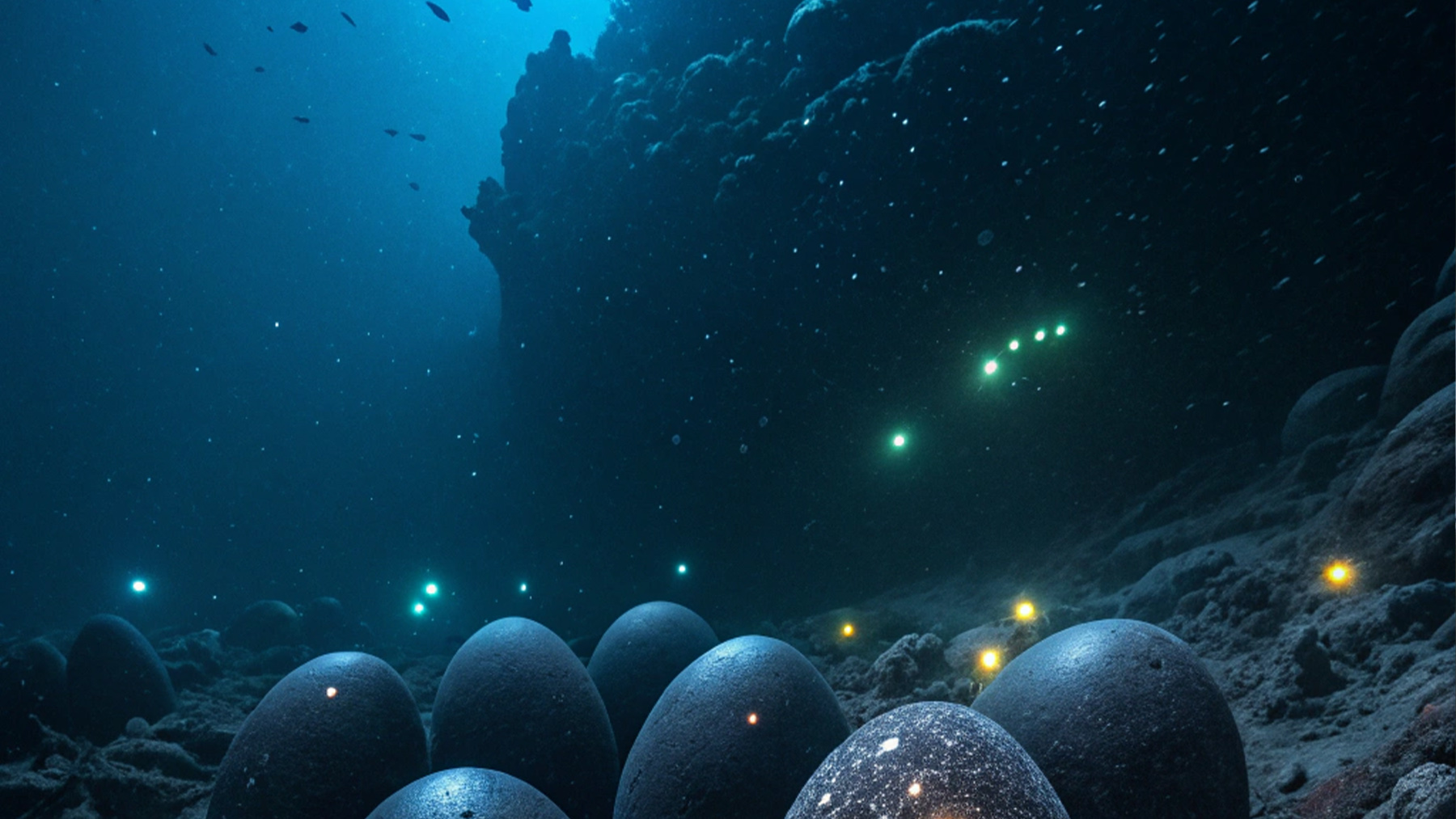 Huevos negros en el fondo del océano. Foto: creación propia.