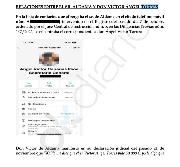 Extracto del documento aportado por Aldama al Supremo. (Clic para ampliar)