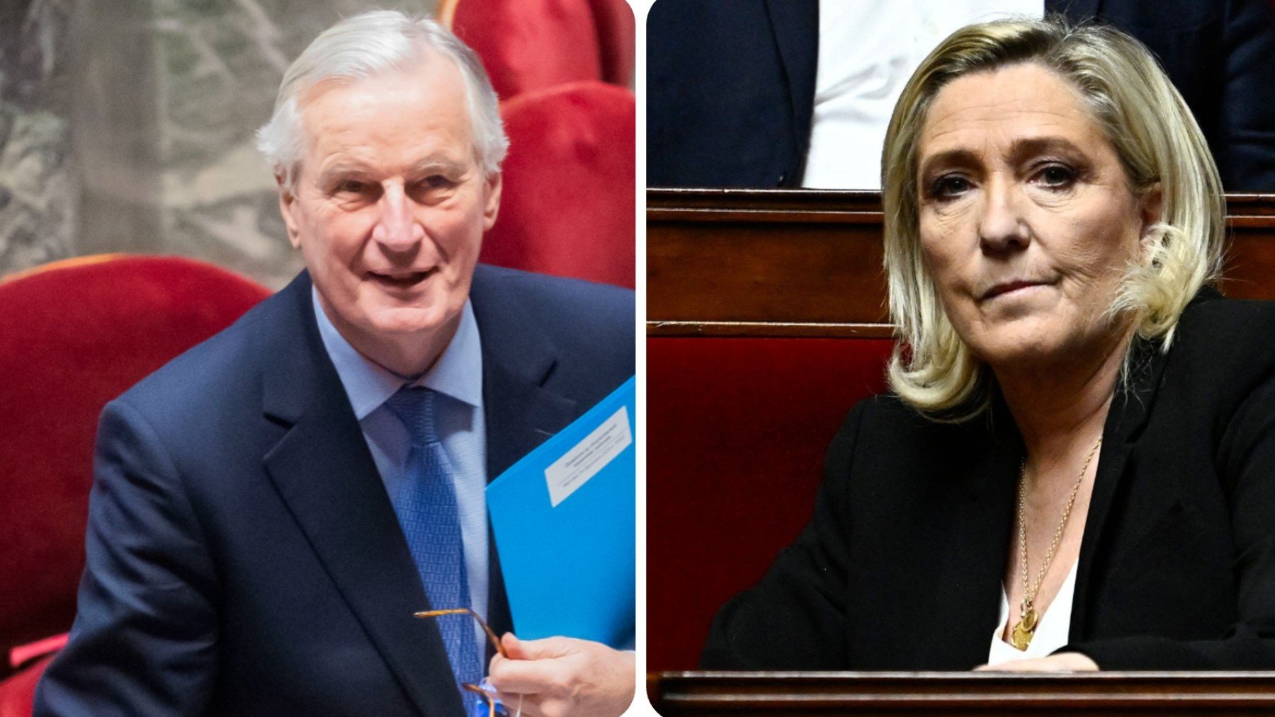 Michel Barnier y Marine Le Pen. (Fotos_ Europa Press)