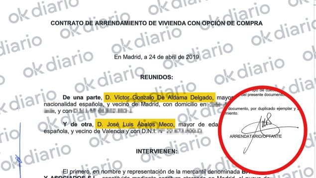 Ábalos firmó en este documento con Aldama una comisión de 1,9 millones a cambio de contratos públicos