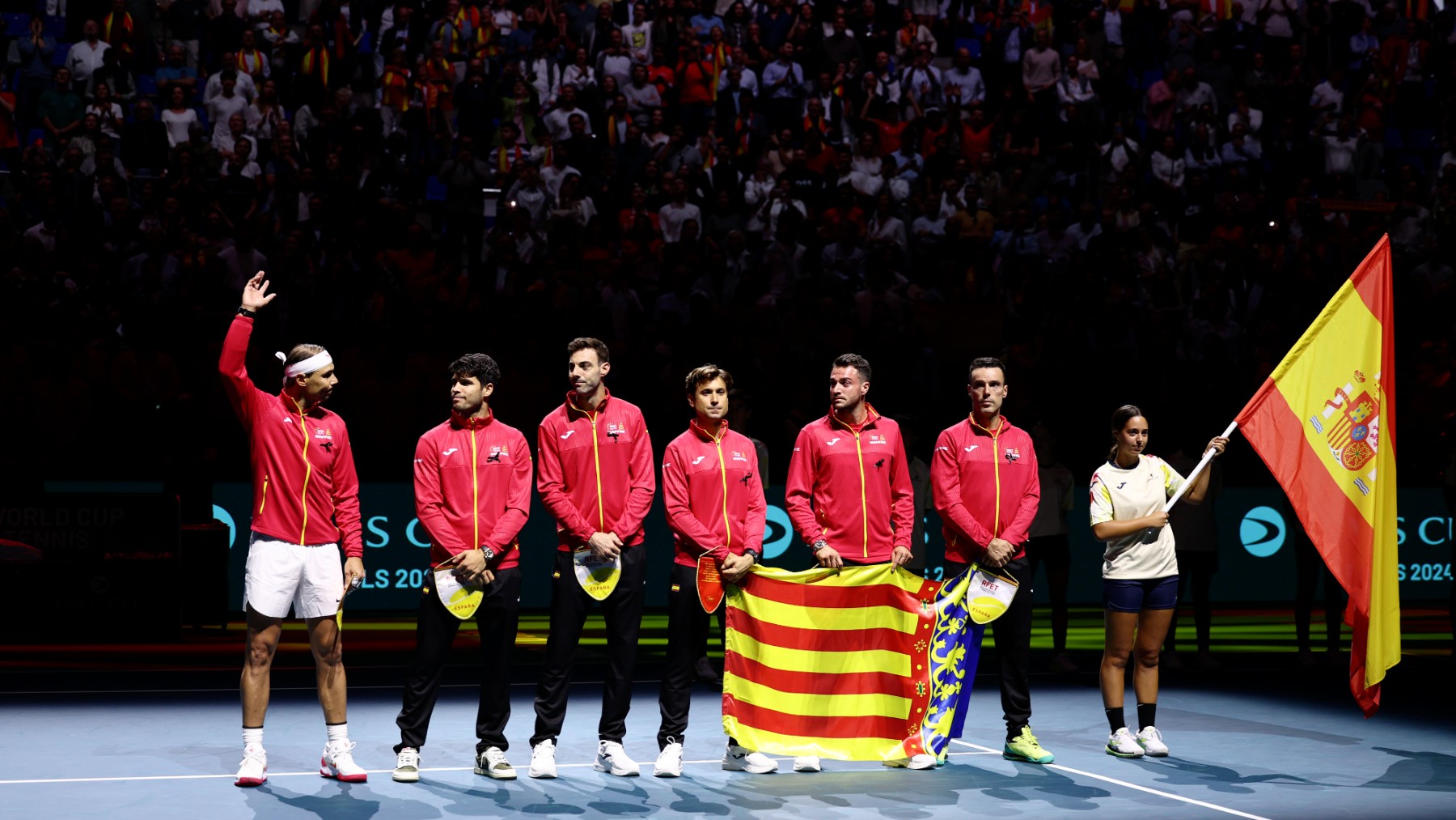 El equipo español de Copa Davis durante su presentación. (Getty)