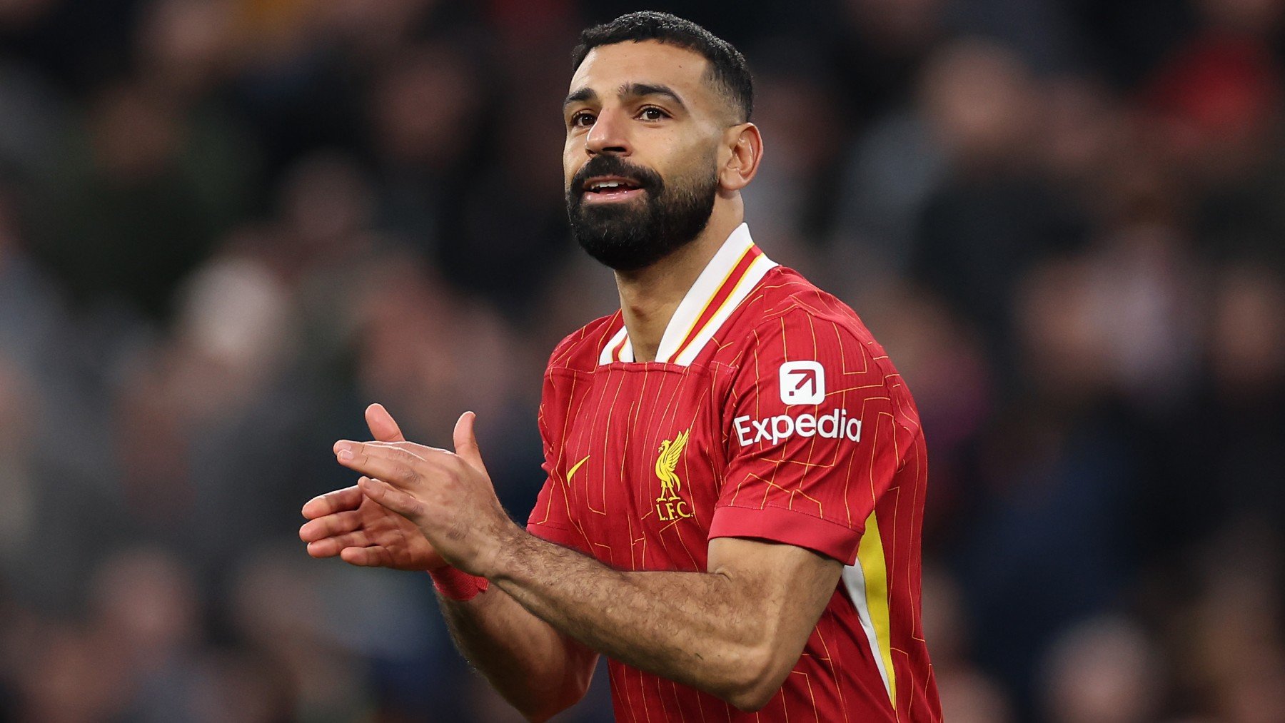 Salah, durante un partido de la Premier League con el Liverpool. (Getty)