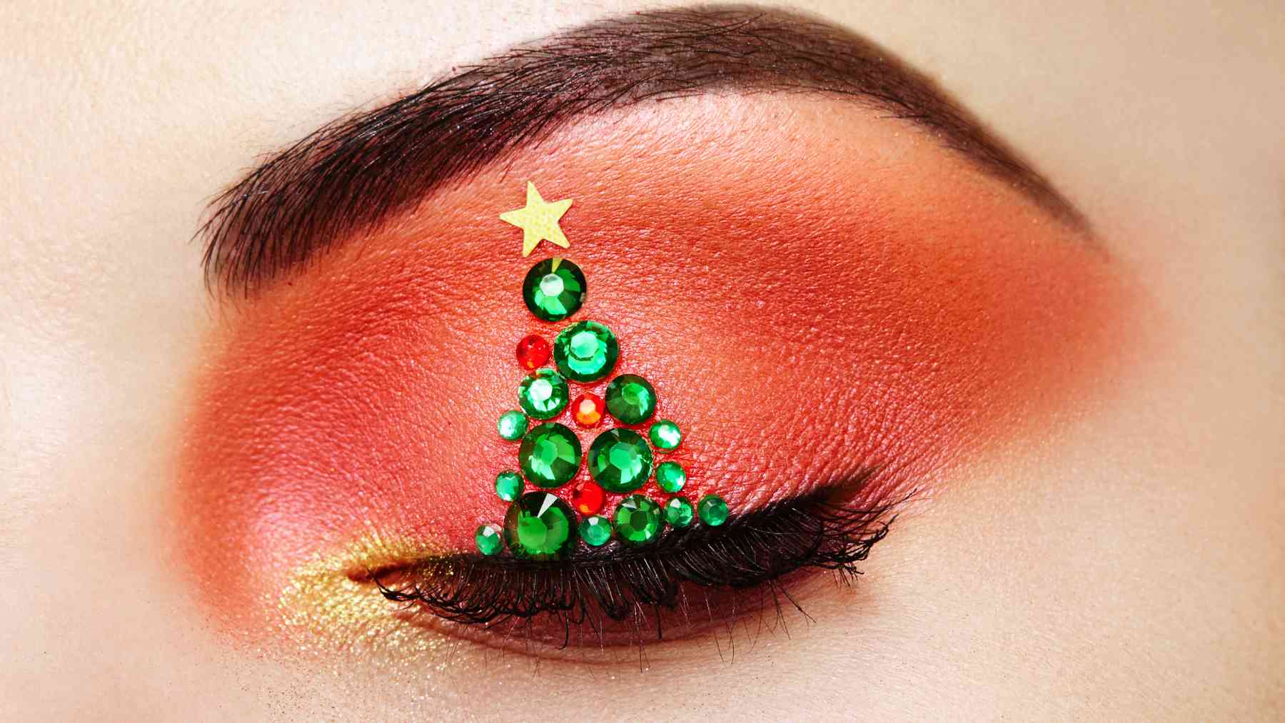 Maquillaje de ojos de Navidad.