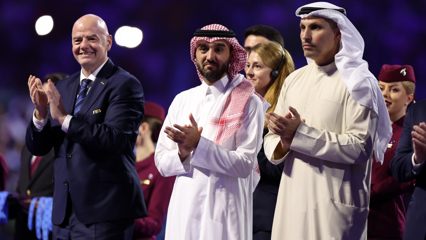 Gianni Infantino junto al príncipe Abdulaziz bin Turki Al Fisal de Arabia. (Getty)