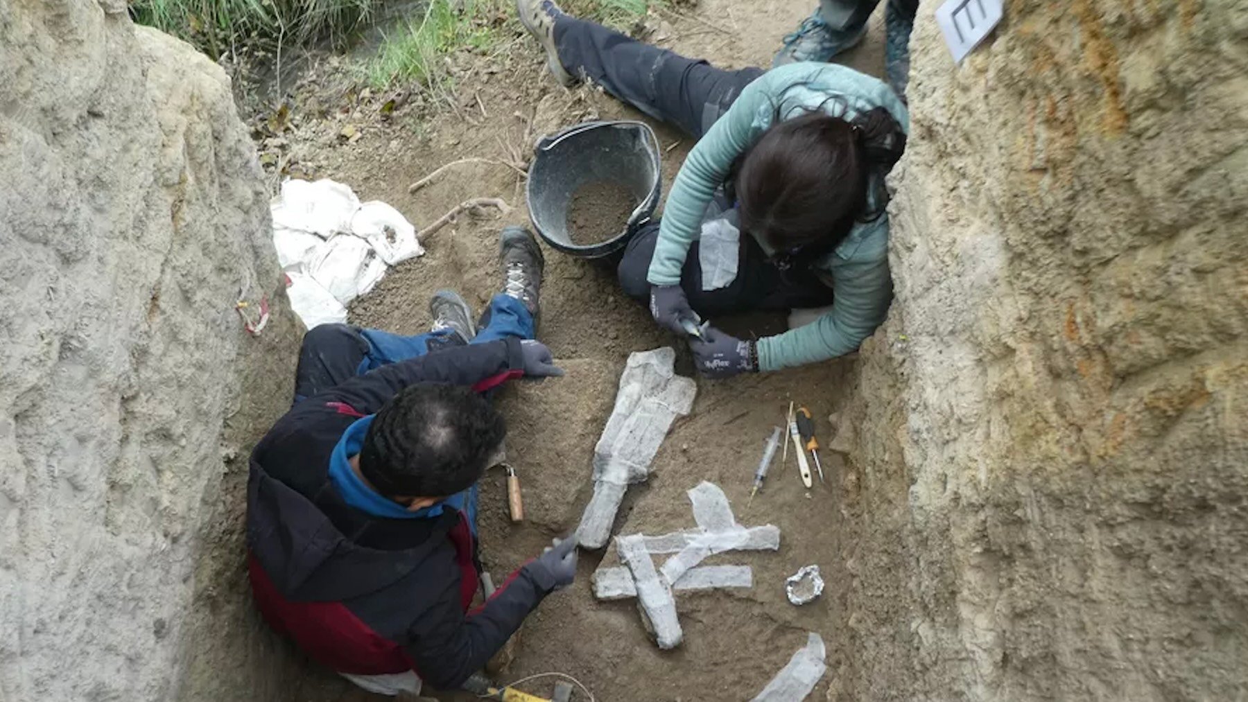 La excavación en el yacimiento de Cal Sitjo de Sant Martí de Tous. Foto: Institut Català de Paleoecologia Humana i Evolució Social.