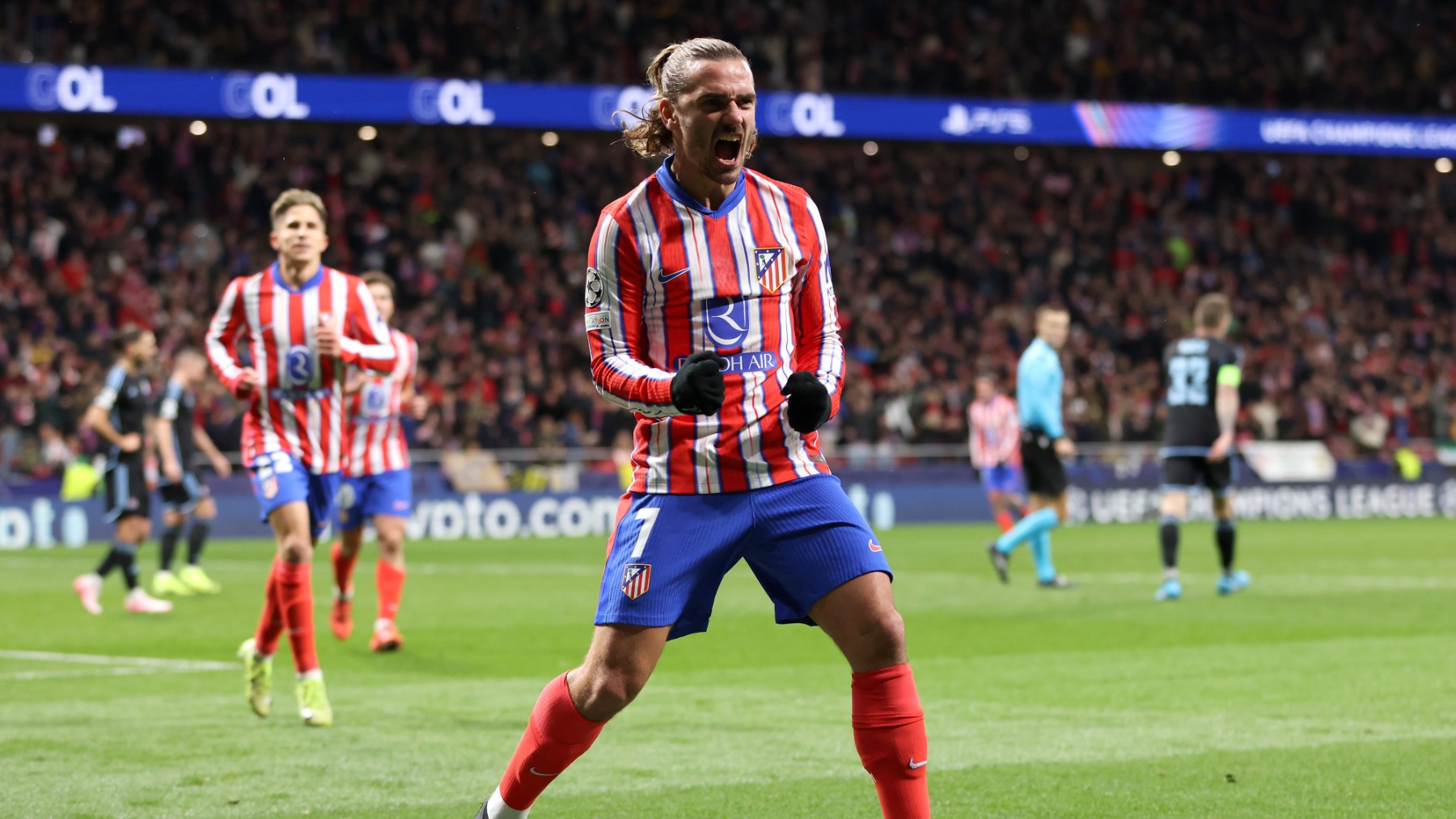 Griezmann celebra su primer gol anotado ante el Slovan Bratislava. (Getty)