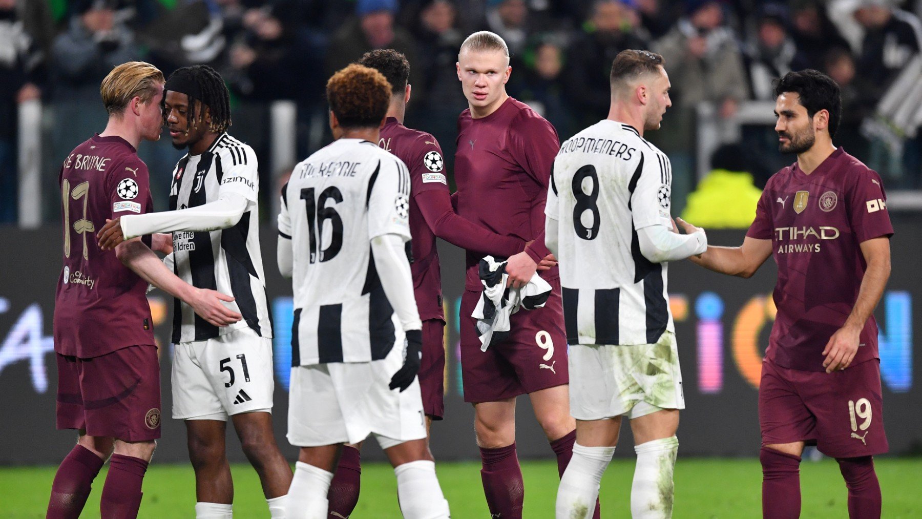 Los jugadores de Juventus y Manchester City tras el partido. (Getty)