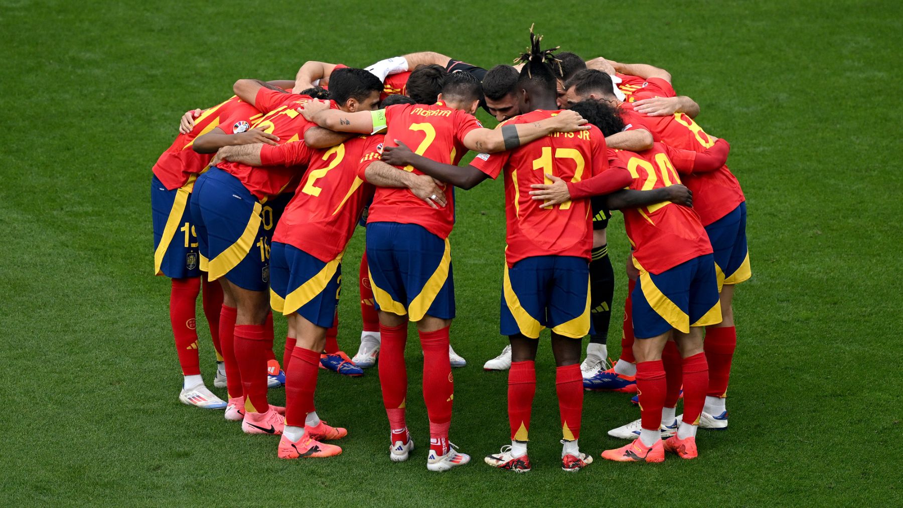 Los jugadores de España, durante un partido de la Eurocopa. (Getty)