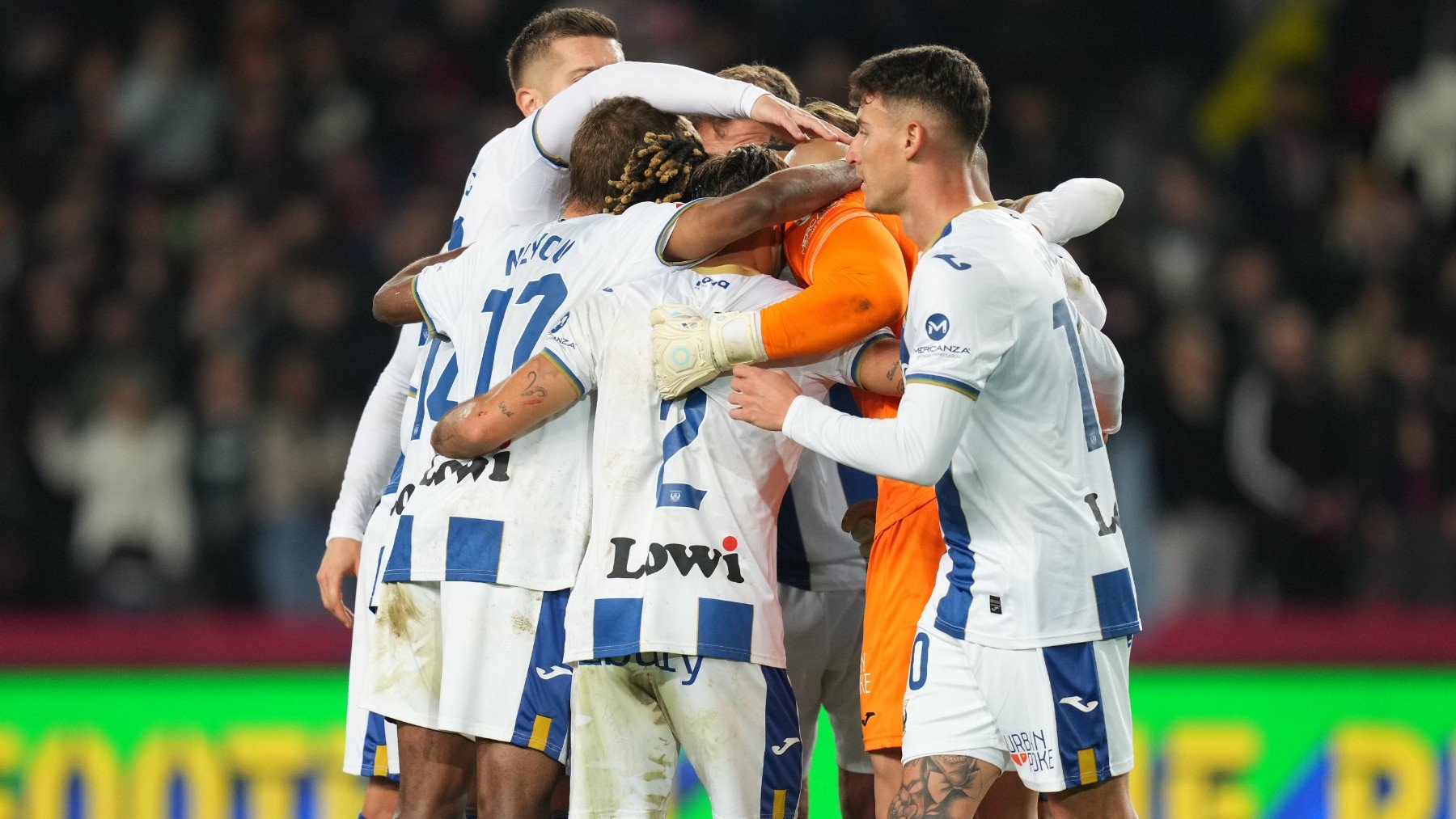 El Leganés celebra su victoria contra el Barcelona. (Getty)