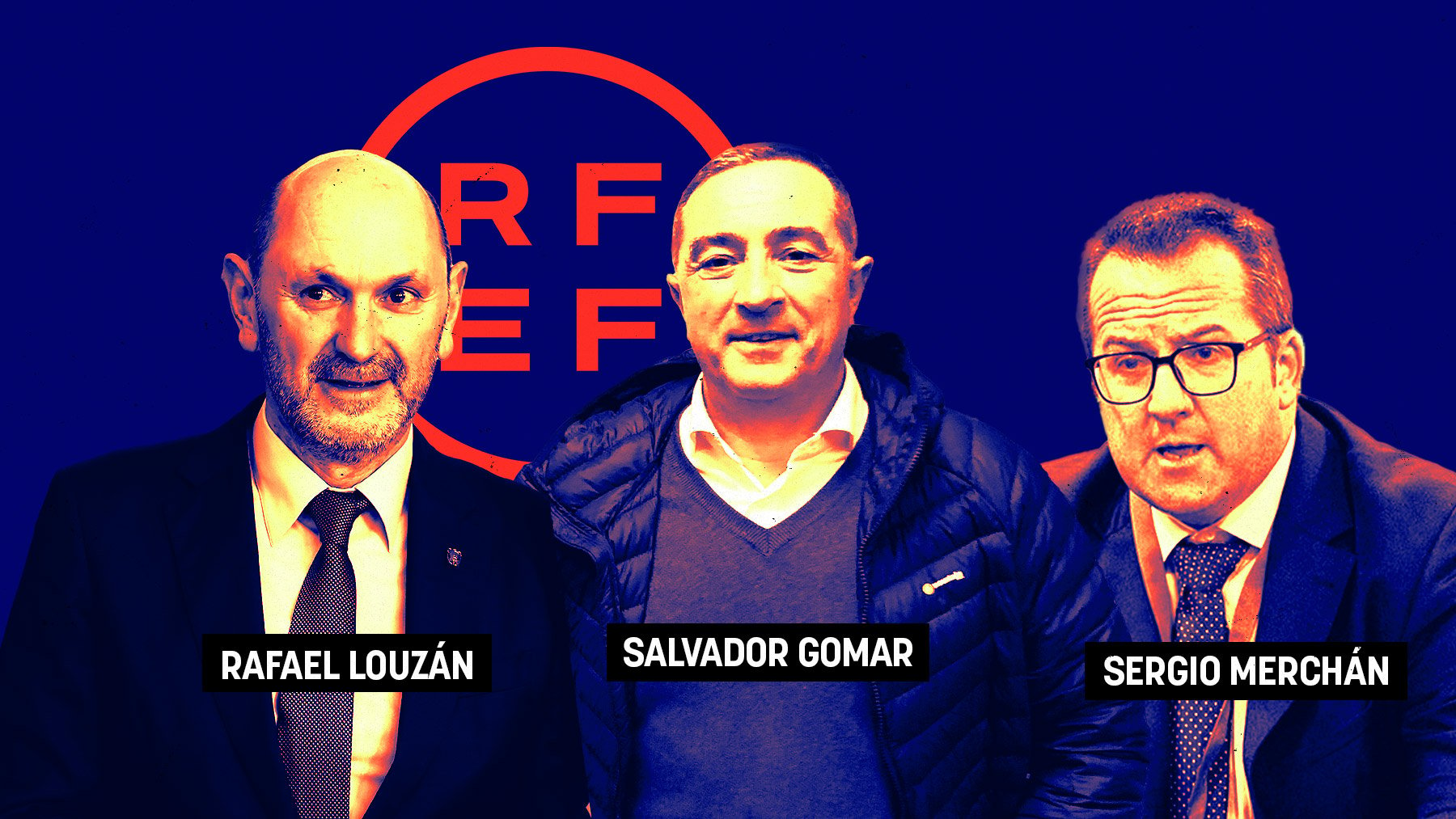 Los candidatos a presidir la Federación Española de Fútbol.