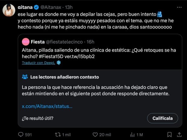 Aitana en su cuenta de X.