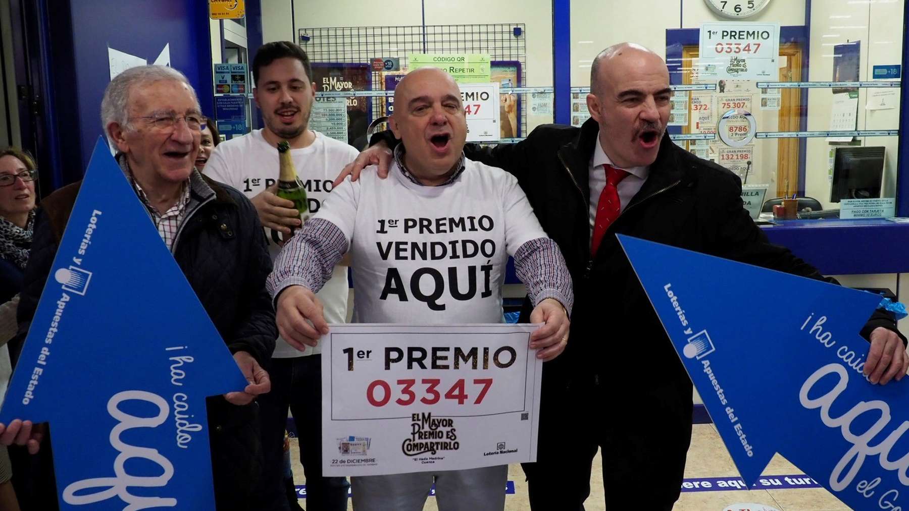 Ganadores de la Lotería de Navidad. Foto: Telemadrid.