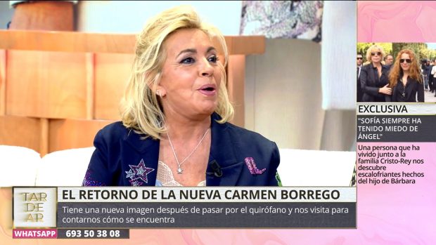 Carmen Borrego en TardeAR, programa presentado por Ana Rosa Quintana. (Mediaset)