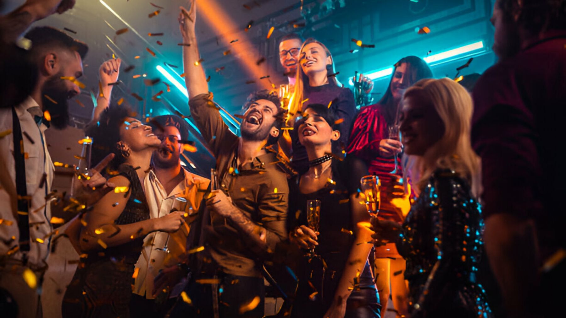 Gente celebrando en una discoteca.