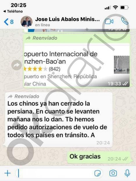 El WhatsApp de Ábalos a Aldama que demuestra que el ministro estaba involucrado en la trama de mascarillas.