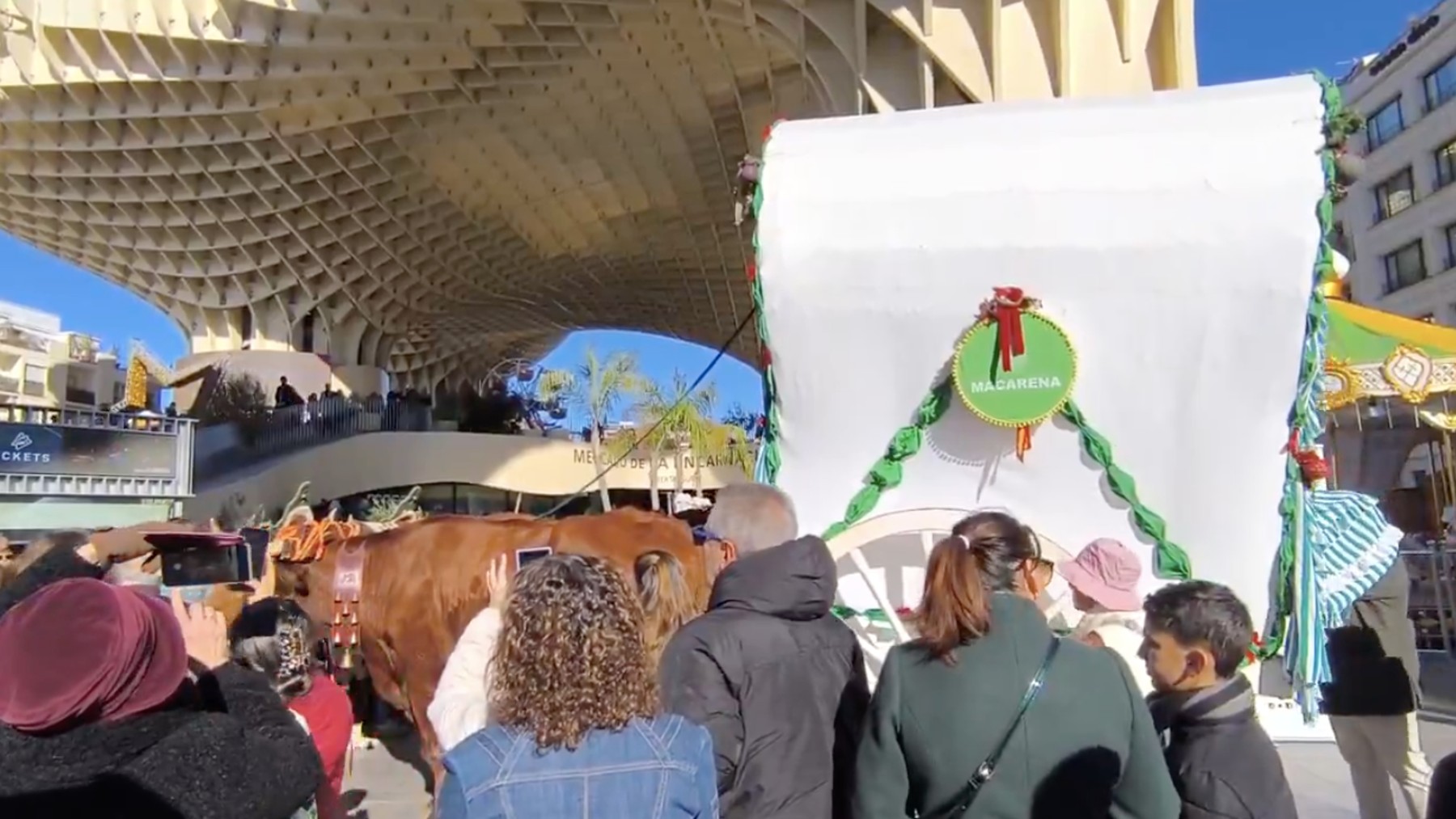 Carreta solidaria de la Hermandad del Rocío de Sevilla.