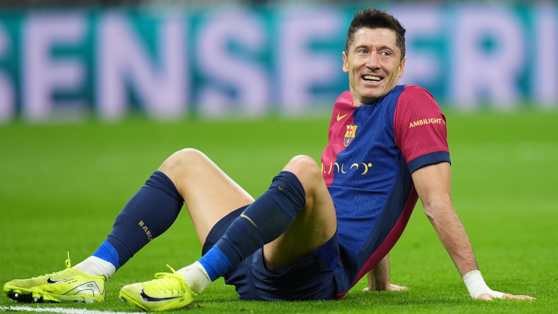 Robert Lewandowski, tras fallar una ocasión. (Getty)