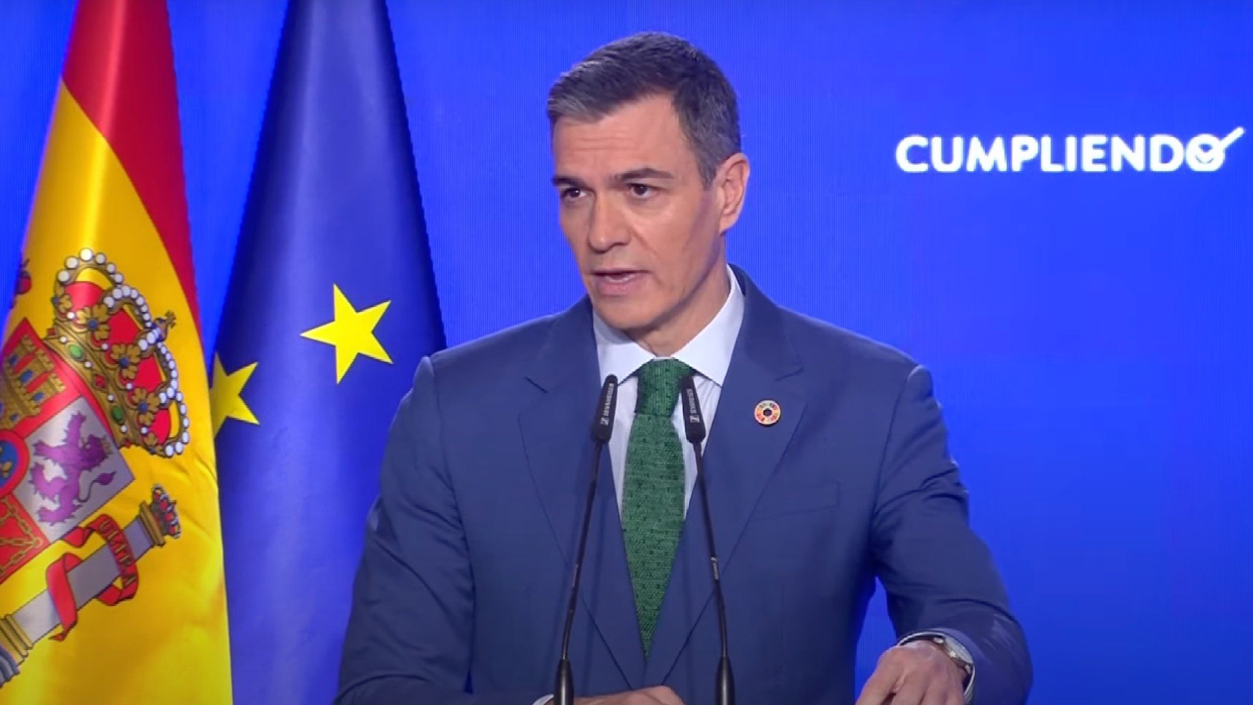 Pedro Sánchez, en la presentación del informe Cumpliendo