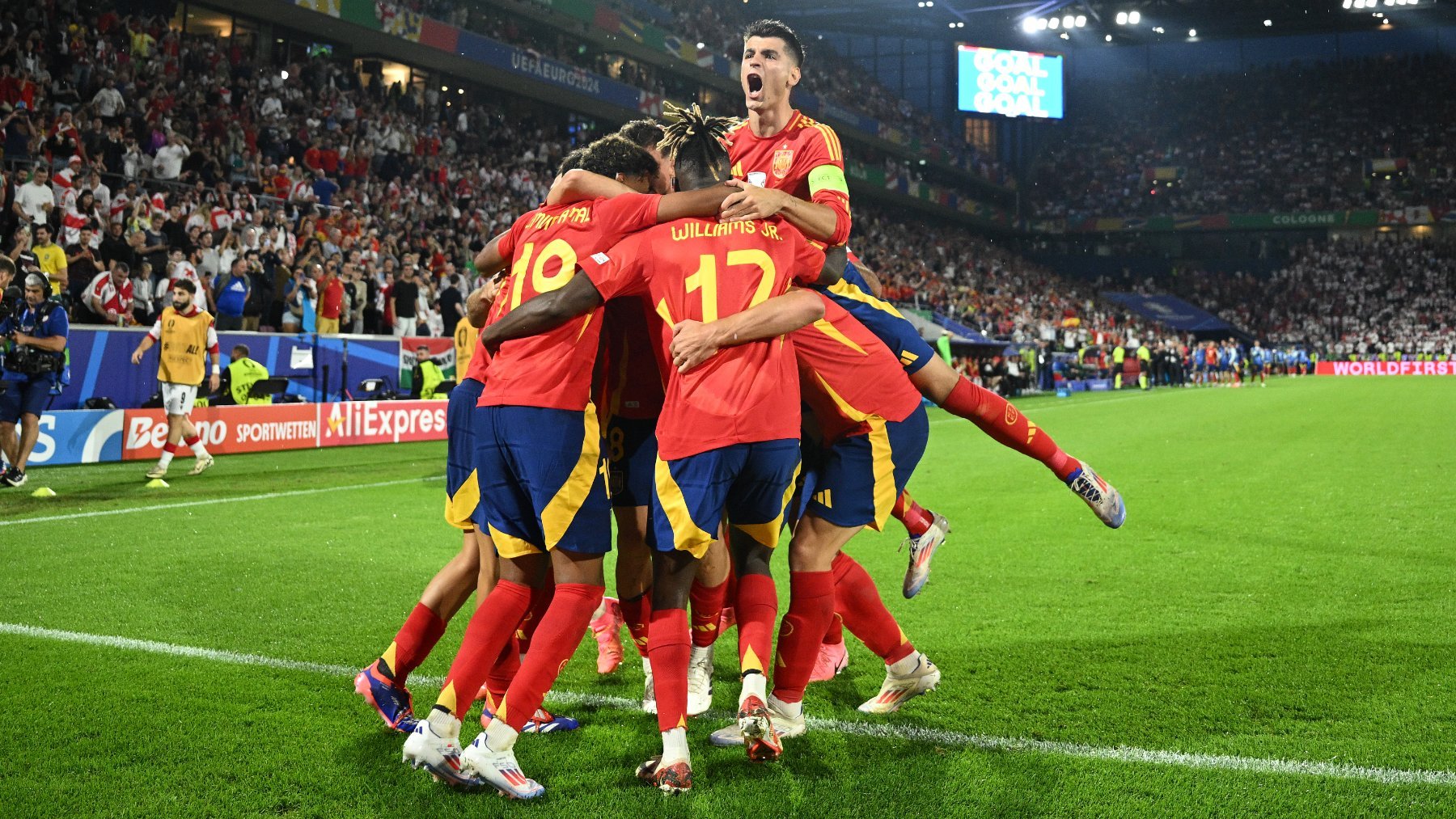 Los jugadores de la Selección celebran un gol. (Getty)