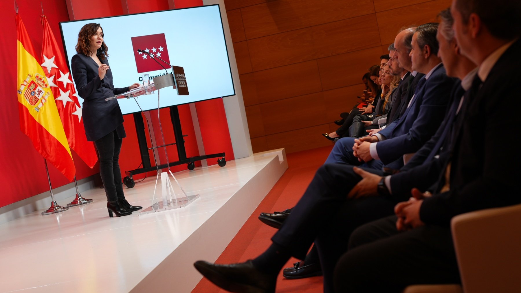 Díaz Ayuso durante la presentación del balance de gestión de 2024 en la Comunidad de Madrid