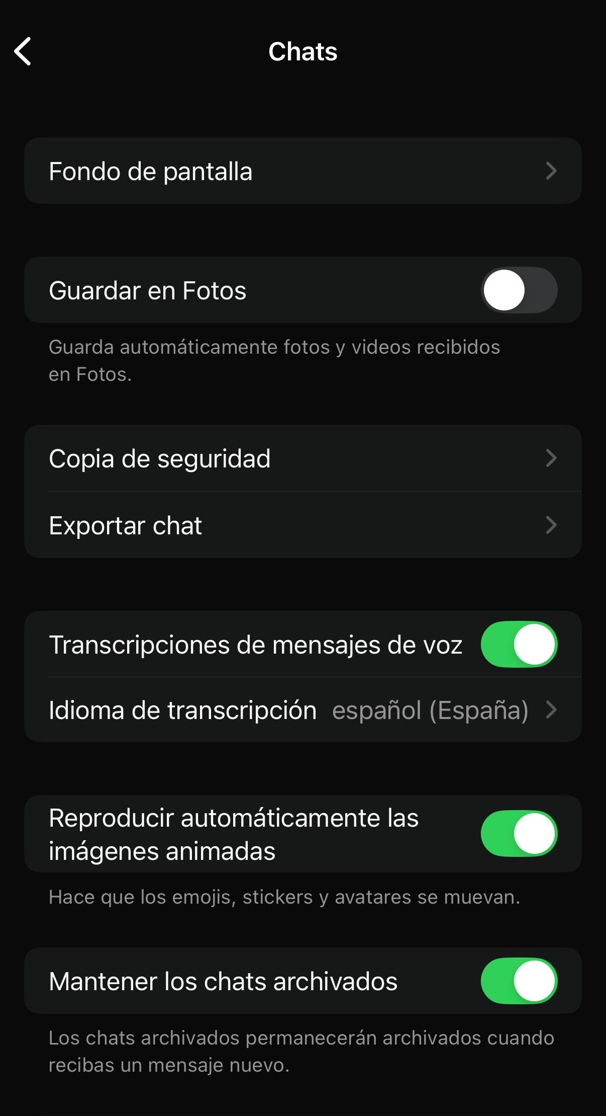 transcripción mensajes voz WhatsApp