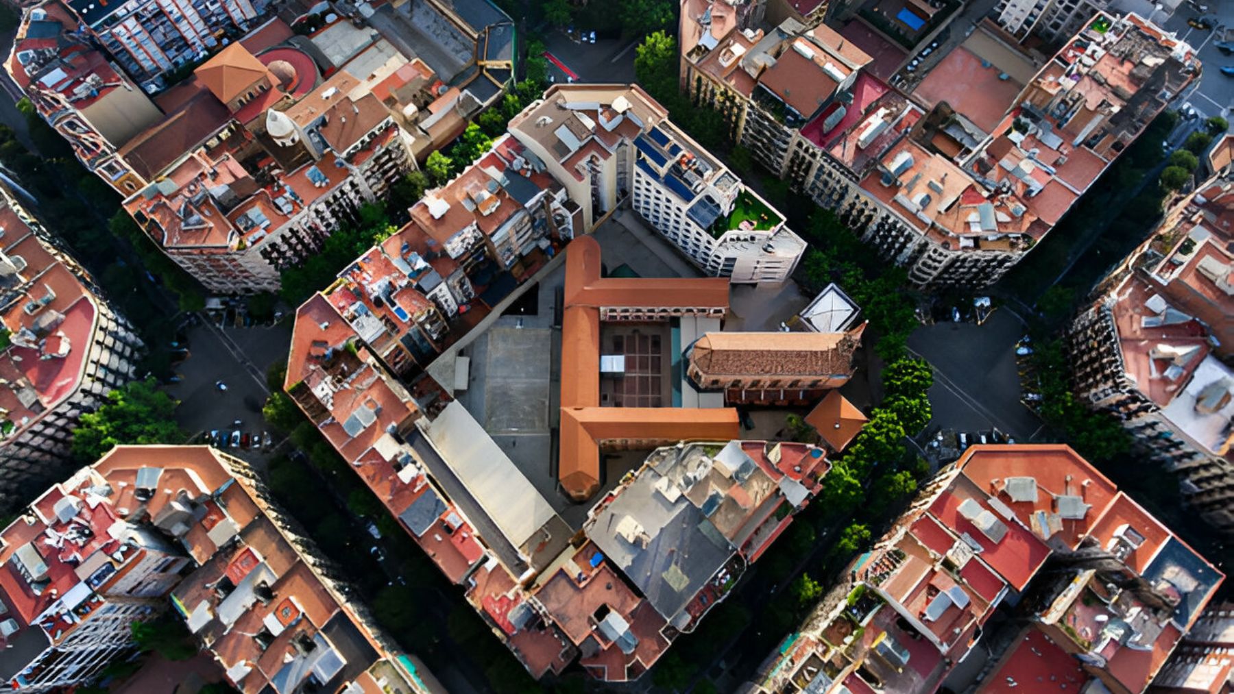 Un barrio de Barcelona a vista de dron.