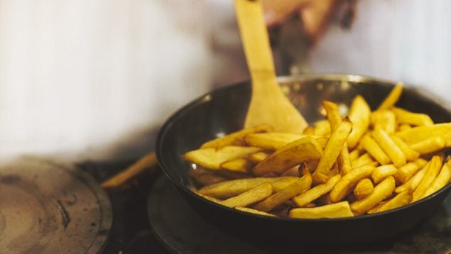 patatas fritas no se peguen, sartén, cocina, aceite