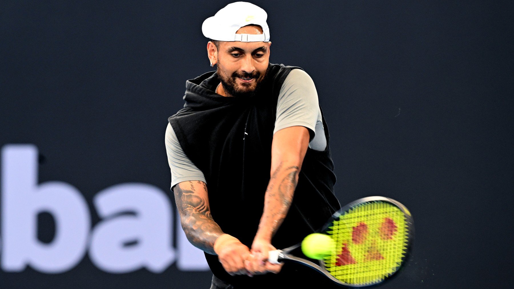 Nick Kyrgios durante un entrenamiento en Brisbane. (Getty)