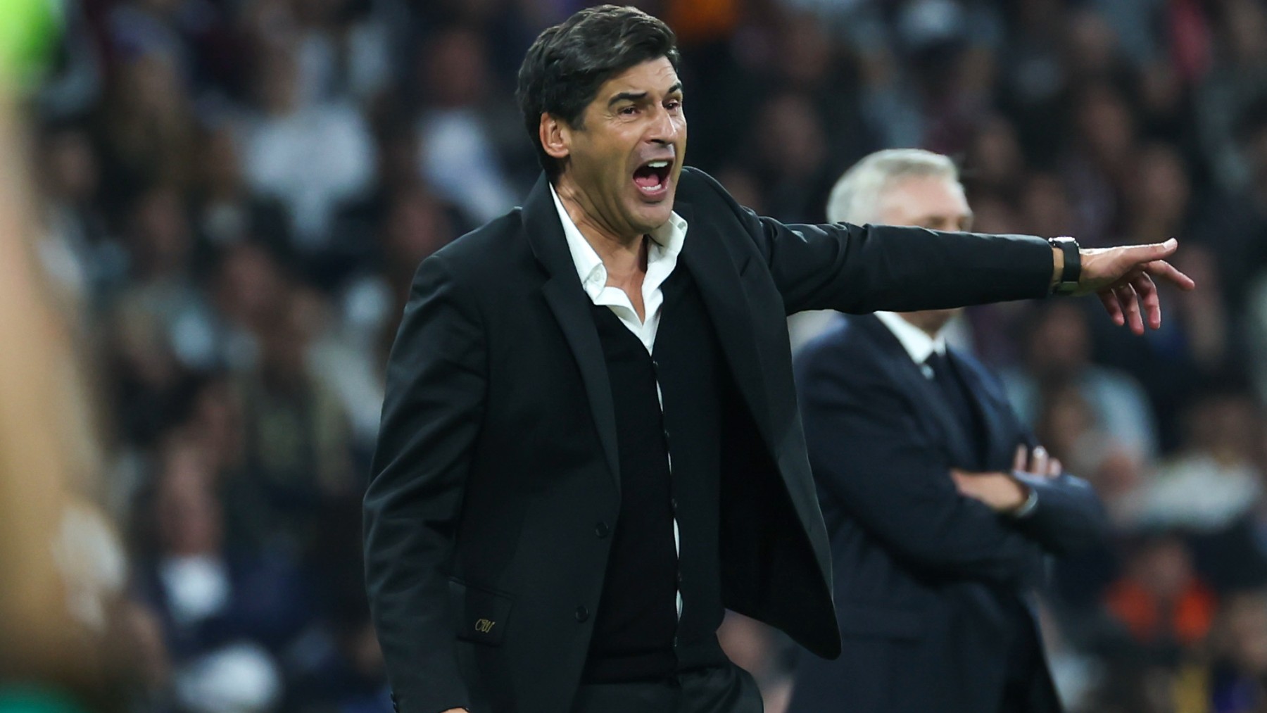 Paulo Fonseca en el Bernabéu como entrenador del Milan. (EFE)