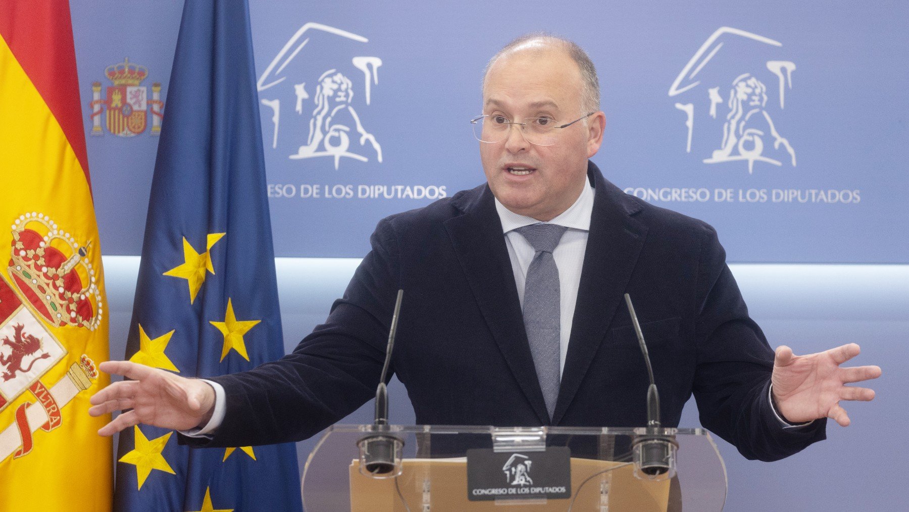 Miguel Tellado en rueda de prensa. (Foto: EP)